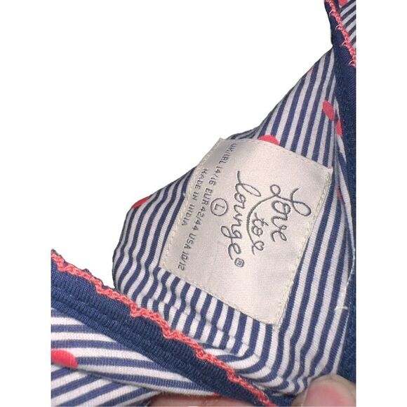 BEAUTIFUL LOVE TO LOUNGE DRESS IN striped blue and white with pink polka dots PR - Picture 5 of 6